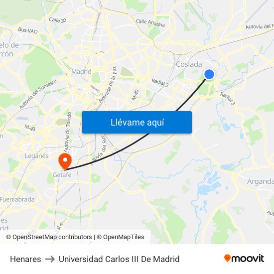Henares to Universidad Carlos III De Madrid map