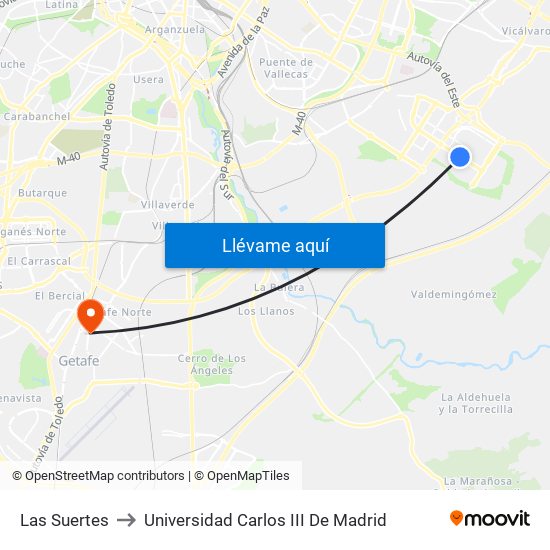 Las Suertes to Universidad Carlos III De Madrid map