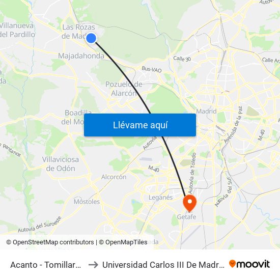 Acanto - Tomillarón to Universidad Carlos III De Madrid map
