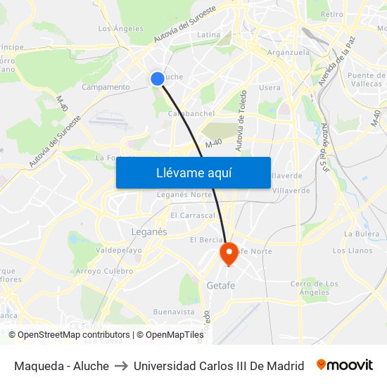 Maqueda - Aluche to Universidad Carlos III De Madrid map