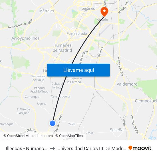 Illescas - Numancia to Universidad Carlos III De Madrid map