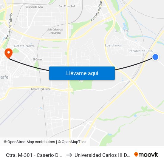 Ctra. M-301 - Caserío De Perales to Universidad Carlos III De Madrid map