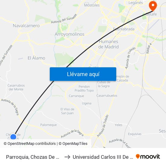 Parroquia, Chozas De Canales to Universidad Carlos III De Madrid map
