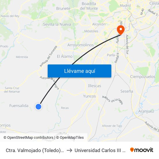 Ctra. Valmojado (Toledo), Arcicóllar to Universidad Carlos III De Madrid map