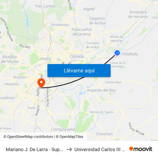Mariano J. De Larra - Supermercado to Universidad Carlos III De Madrid map
