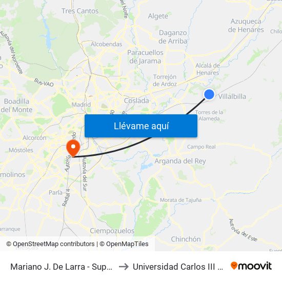 Mariano J. De Larra - Supermercado to Universidad Carlos III De Madrid map