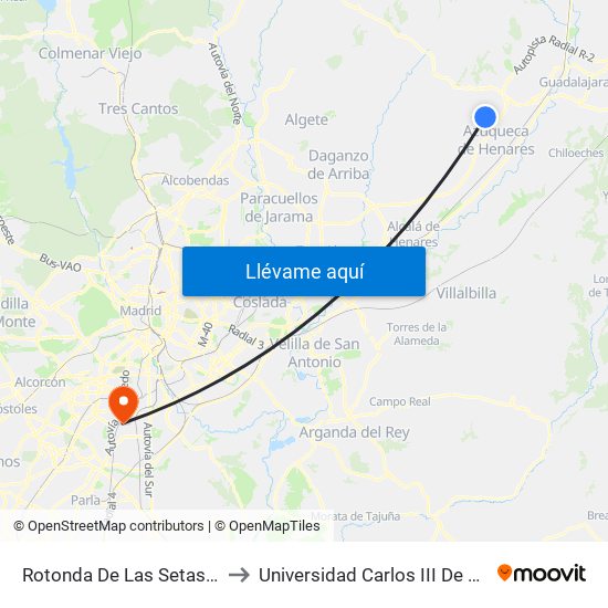 Rotonda De Las Setas, Quer to Universidad Carlos III De Madrid map