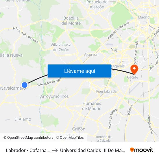 Labrador - Cafarnaún to Universidad Carlos III De Madrid map