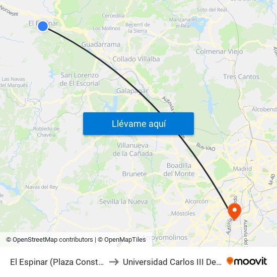 El Espinar (Plaza Constitución) to Universidad Carlos III De Madrid map