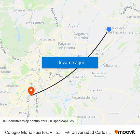 Colegio Gloria Fuertes, Villanueva De La Torre to Universidad Carlos III De Madrid map