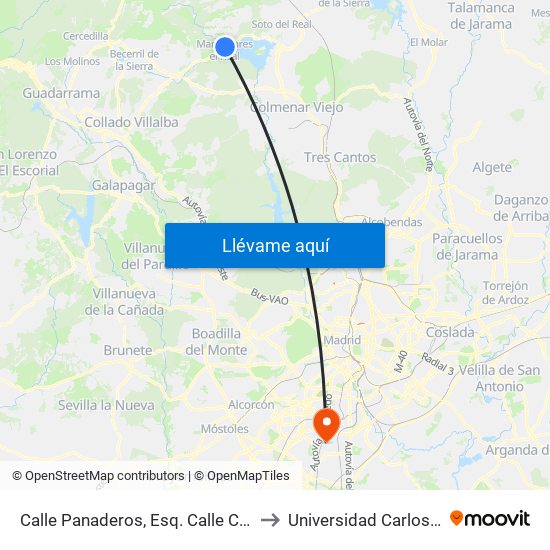Calle Panaderos, Esq. Calle Cañada De Los Toros to Universidad Carlos III De Madrid map