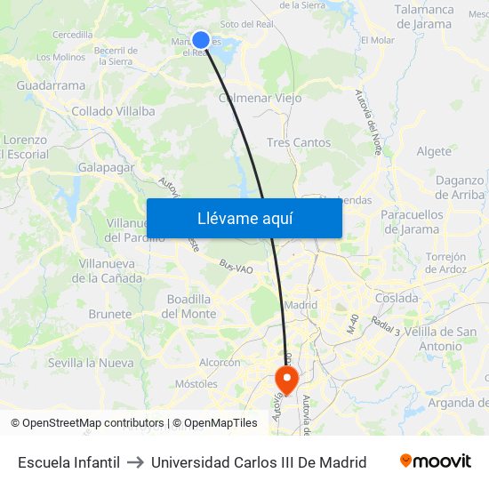 Escuela Infantil to Universidad Carlos III De Madrid map