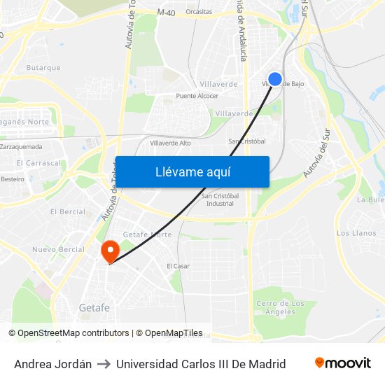 Andrea Jordán to Universidad Carlos III De Madrid map