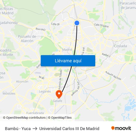 Bambú - Yuca to Universidad Carlos III De Madrid map