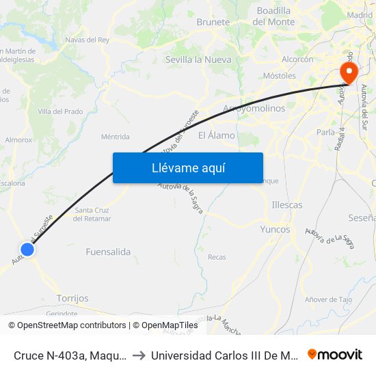 Cruce N-403a, Maqueda to Universidad Carlos III De Madrid map