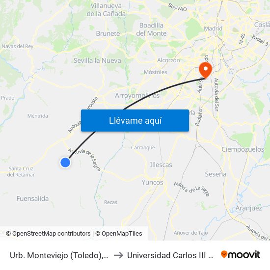 Urb. Monteviejo (Toledo), Camarena to Universidad Carlos III De Madrid map