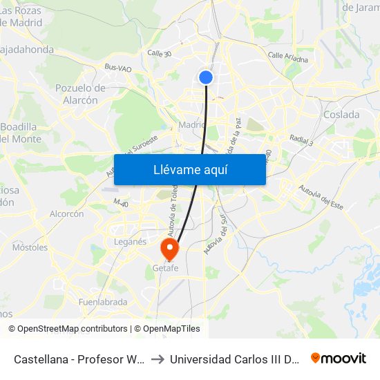 Castellana - Profesor Waksman to Universidad Carlos III De Madrid map