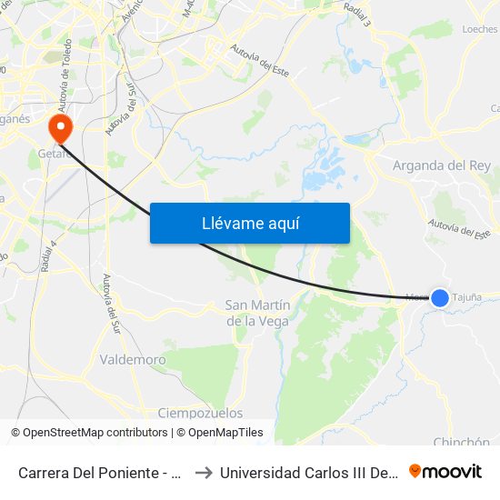 Carrera Del Poniente - Rosales to Universidad Carlos III De Madrid map