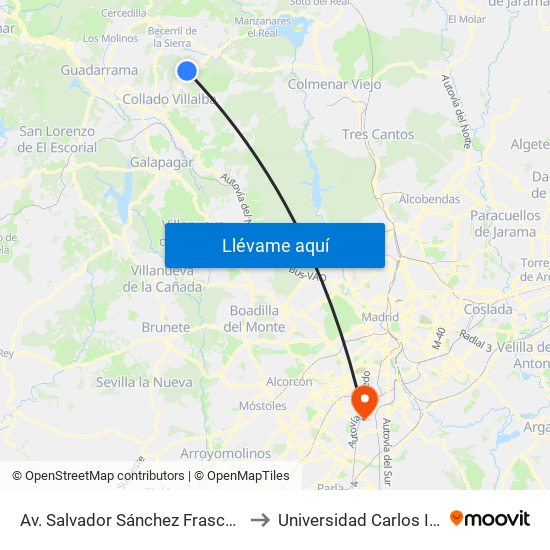 Av. Salvador Sánchez Frascuelo - Est. Buses to Universidad Carlos III De Madrid map