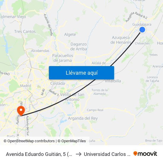 Avenida Eduardo Guitián, 5 (Centro Comercial) to Universidad Carlos III De Madrid map