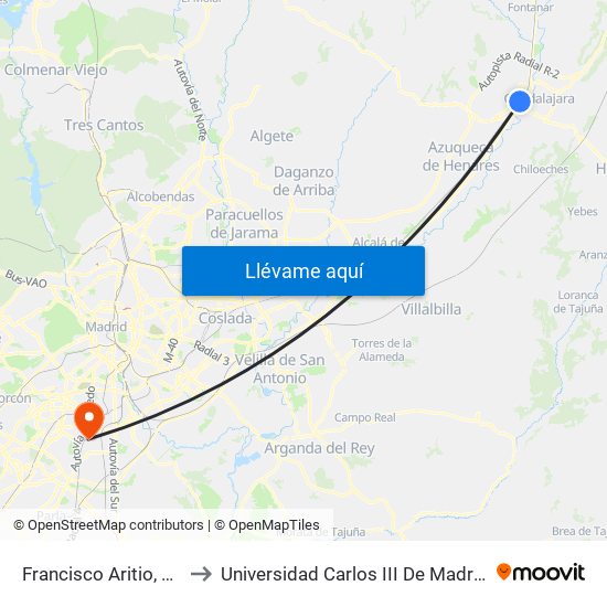Francisco Aritio, 86 to Universidad Carlos III De Madrid map
