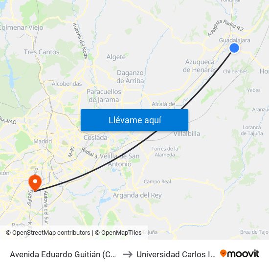Avenida Eduardo Guitián (Centro Comercial) to Universidad Carlos III De Madrid map