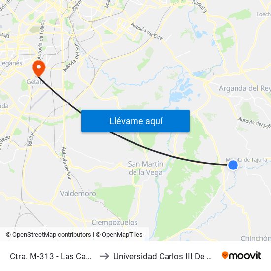 Ctra. M-313 - Las Cabrizas to Universidad Carlos III De Madrid map