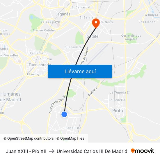 Juan XXIII - Pío XII to Universidad Carlos III De Madrid map