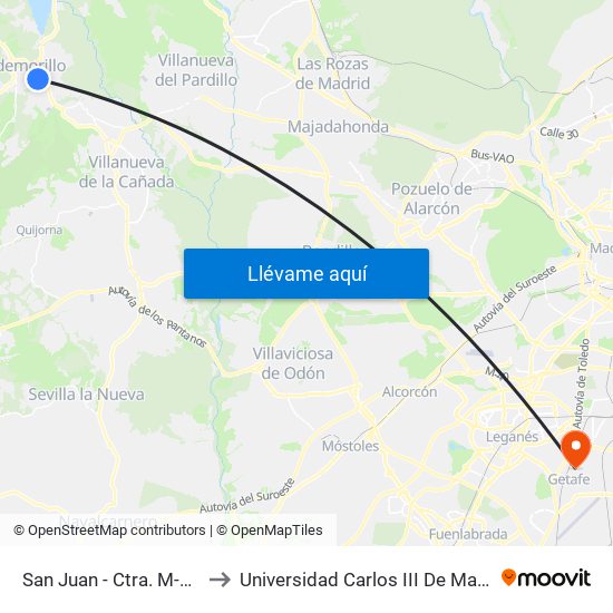 San Juan - Ctra. M-510 to Universidad Carlos III De Madrid map