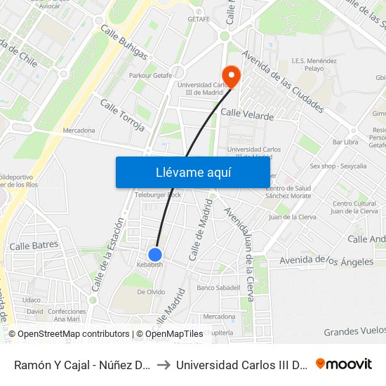 Ramón Y Cajal - Núñez De Balboa to Universidad Carlos III De Madrid map