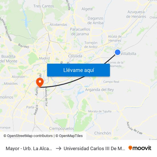 Mayor - Urb. La Alcazaba to Universidad Carlos III De Madrid map