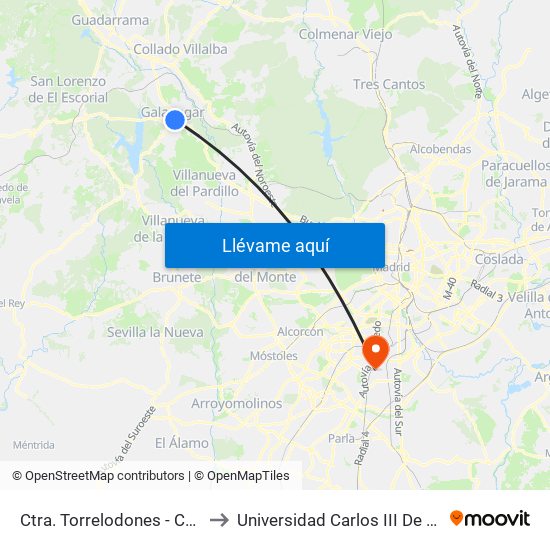 Ctra. Torrelodones - Cañuelo to Universidad Carlos III De Madrid map