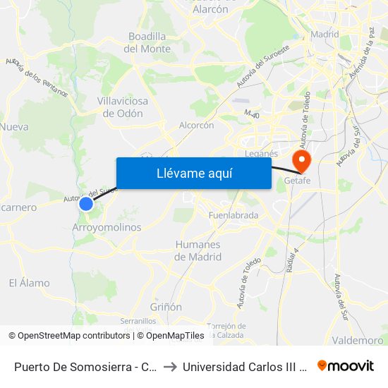 Puerto De Somosierra - Ctra. M-413 to Universidad Carlos III De Madrid map