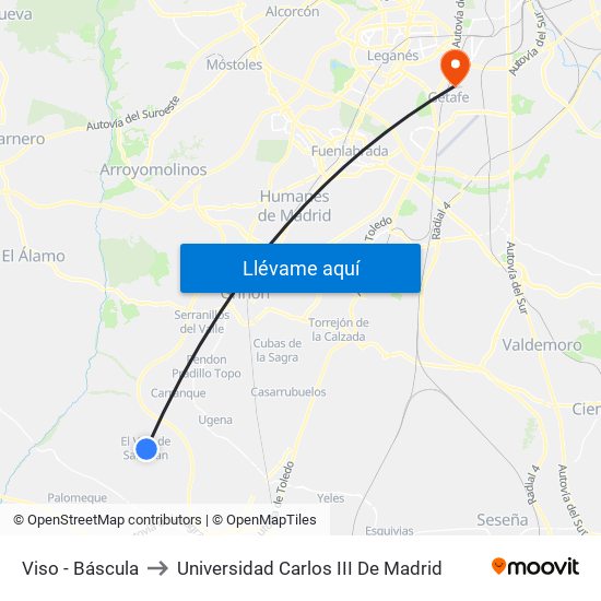 Viso - Báscula to Universidad Carlos III De Madrid map