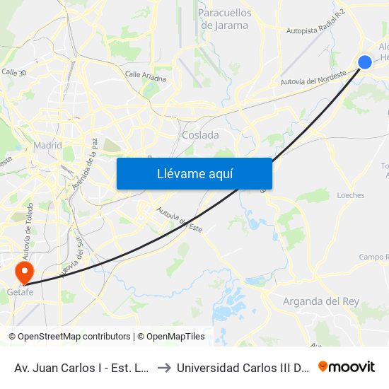 Av. Juan Carlos I - Est. La Garena to Universidad Carlos III De Madrid map
