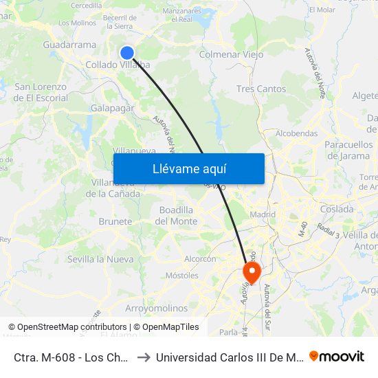 Ctra. M-608 - Los Chopos to Universidad Carlos III De Madrid map