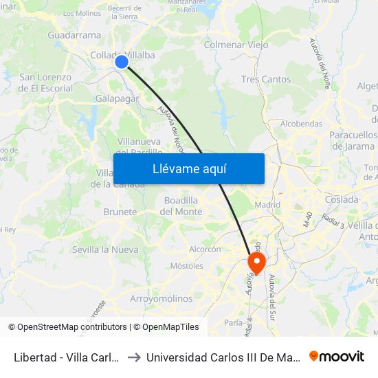 Libertad - Villa Carlota to Universidad Carlos III De Madrid map