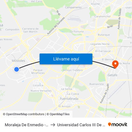 Moraleja De Enmedio - Roma to Universidad Carlos III De Madrid map