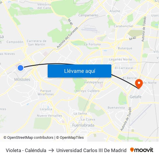 Violeta - Caléndula to Universidad Carlos III De Madrid map
