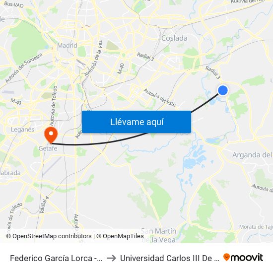 Federico García Lorca - Mirlos to Universidad Carlos III De Madrid map