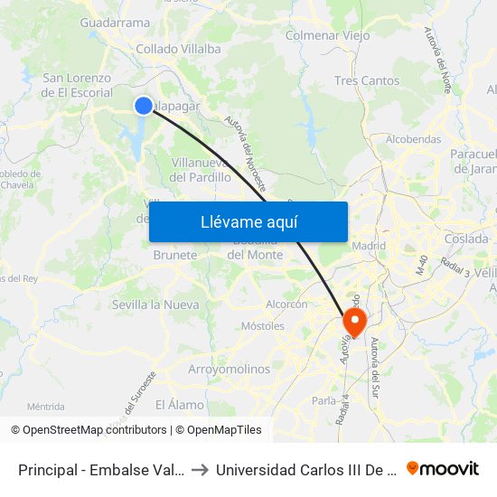 Principal - Embalse Valmayor to Universidad Carlos III De Madrid map