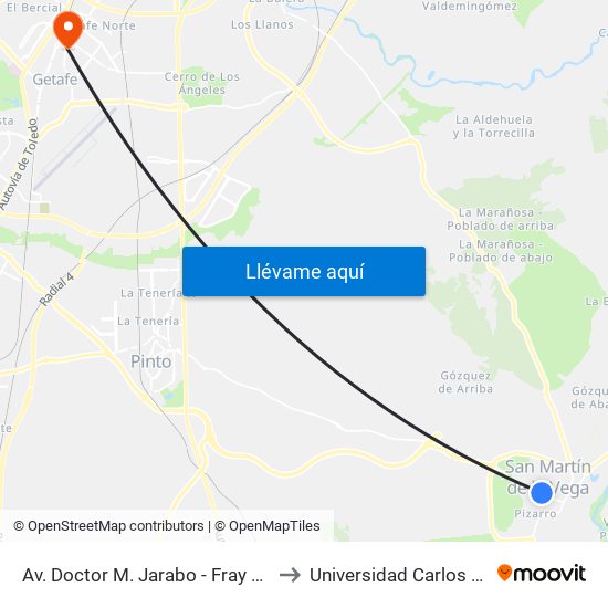 Av. Doctor M. Jarabo - Fray Bartolomé Casas to Universidad Carlos III De Madrid map