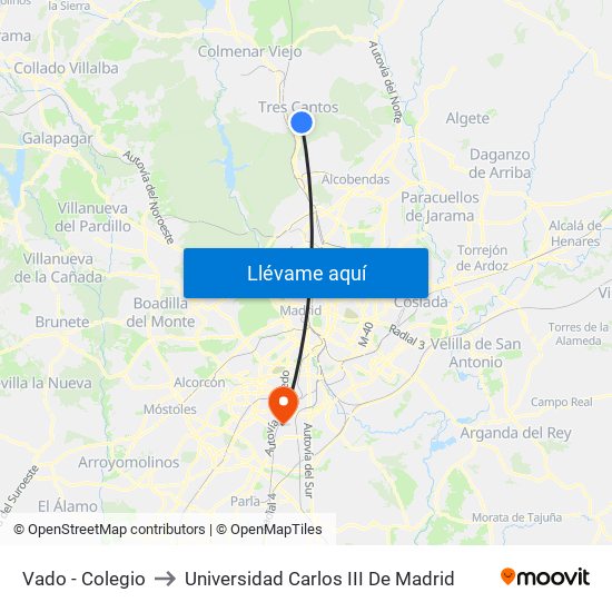 Vado - Colegio to Universidad Carlos III De Madrid map