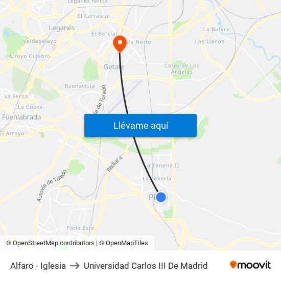 Alfaro - Iglesia to Universidad Carlos III De Madrid map
