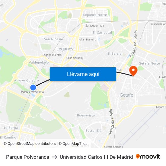 Parque Polvoranca to Universidad Carlos III De Madrid map