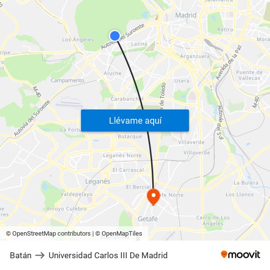 Batán to Universidad Carlos III De Madrid map