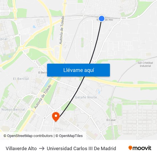 Villaverde Alto to Universidad Carlos III De Madrid map