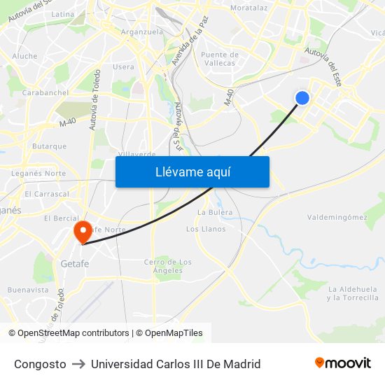 Congosto to Universidad Carlos III De Madrid map