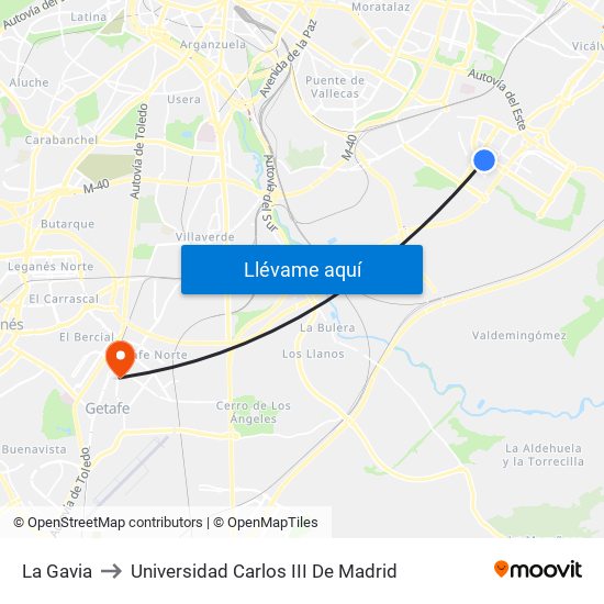 La Gavia to Universidad Carlos III De Madrid map
