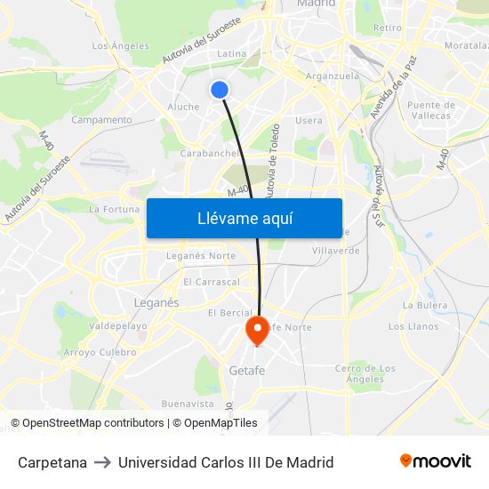Carpetana to Universidad Carlos III De Madrid map